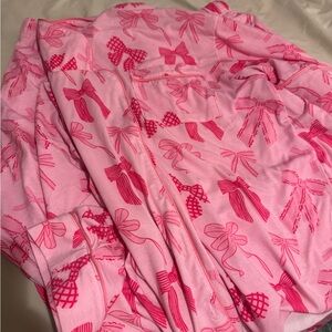 Pink Bow Print Women's Pajama Set